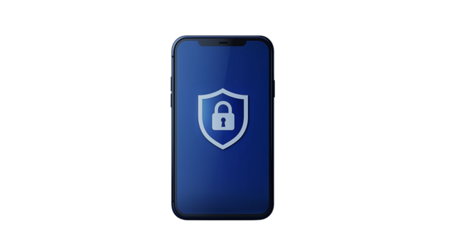 PNG, Cyber ​​Security Awareness Month, smartphone isolated on white background, generated by Generative AI technology.