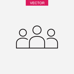 people line icon, vector flat black linear illustration for web and app..eps