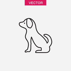 Pet dog line icon, vector flat black simple linear illustration for web and app..eps