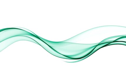 Obraz premium Abstract waves of emerald green color on a crisp white background, wave shape, serene atmosphere
