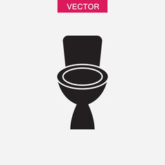 Toilet bowl vector black icon, simple flat trendy style illustration for web and app..eps
