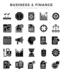 Simple Set of Business & Finance Related Vector Glyph Icons.