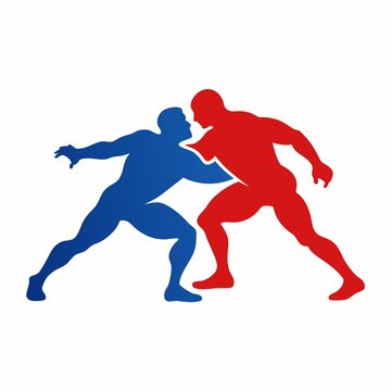 recommend clip art: two wrestlers logo vector illustration