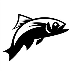 Naklejka premium Black silhouette graphic of a salmon swimming.
