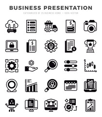 Business Presentation Lineal Filled icons. Vector Lineal Filled illustration.
