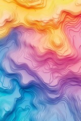 Obraz premium Beautiful Gradient Map with Contour Lines: Abstract topographic map with colorful gradient hues and high-detail contour lines, representing geographical concepts. 