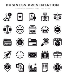 Set of Business Presentation icons in Lineal Filled style. Lineal Filled Icons symbol collection.