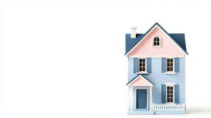 A Victorianstyle dollhouse toy, detailed architecture, soft pastel colors, isolated on white background