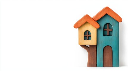 A whimsical treehouse toy, bright colors, intricate details, cartoon style, isolated on white background