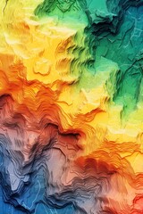 Beautiful Gradient Map with Contour Lines: Abstract topographic map with colorful gradient hues and high-detail contour lines, representing geographical concepts. 