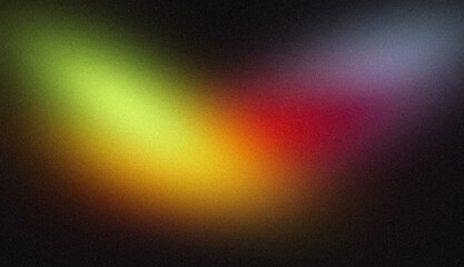 Red purple orange green abstract color gradient grainy backgrounds. Smooth vibrant colors flow noisy gradient, wave shaped on dark, color spot, bright, shine, noise texture backdrop