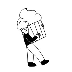 Retro Character Carry a Food Chef Carrying Cupcake