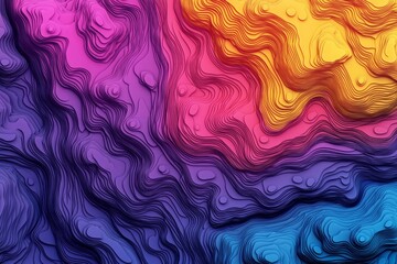 Obraz premium Beautiful Gradient Map with Contour Lines: Abstract topographic map with colorful gradient hues and high-detail contour lines, representing geographical concepts. 