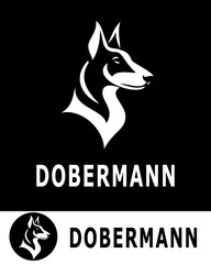 Stylized Dobermann logo design featuring sharp lines and modern aesthetics