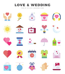 Set of Flat Love & Wedding Icons. Flat art icon. Vector illustration