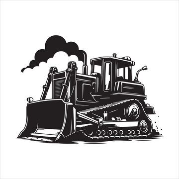 recommend clip art: Bulldozer silhouette vector. Bulldozer vector icon. Bulldozer silhouette   illustration on a white background.