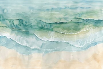Obraz premium Abstract watercolor depiction of ocean waves and sandy shore.