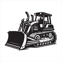 Bulldozer silhouette vector. Bulldozer vector icon. Bulldozer silhouette   illustration on a white background.