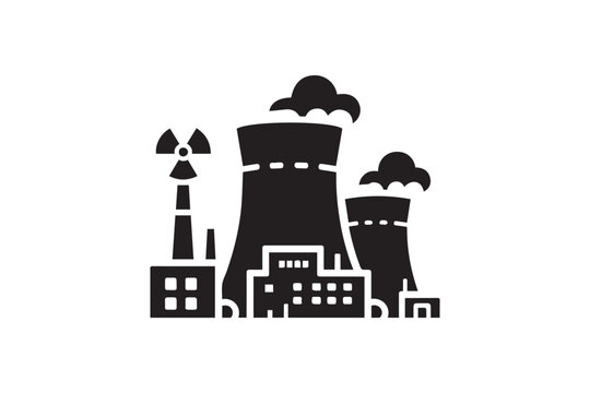 recommend clip art: nuclear power plant silhouette isolated in white background