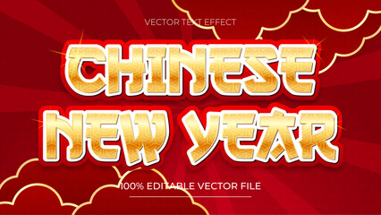Fototapeta premium Chinese New Year 3d text and editable text effect with Chinese ornaments