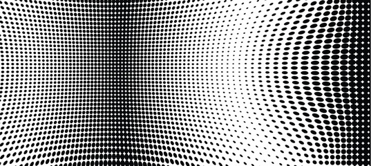 Wavy gradient halftone dots pattern texture background. Vector illustration
