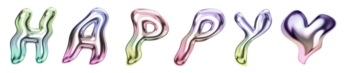 3D holographic design png cut out element set