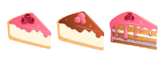 Valentine's day cake, vector cartoon design.