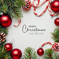 Realistic Christmas and happy new year background with realistic decorations