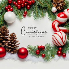 Realistic Christmas and happy new year background with realistic decorations