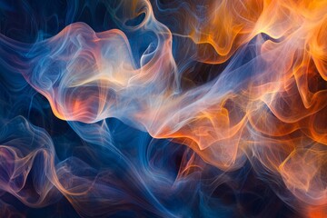 Fototapeta premium Swirling, colorful smoke patterns against a dark background, providing a mysterious and artistic texture for digital overlays. 