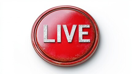 live badge isolated on white. Pin button two sides