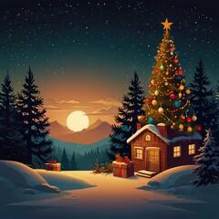 Christmas tree in front of a house