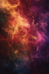 Fototapeta premium Swirling, colorful smoke patterns against a dark background, providing a mysterious and artistic texture for digital overlays. 