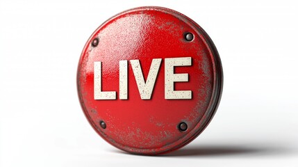 live badge isolated on white. Pin button two sides