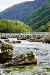 Scenic river and bridge landscape