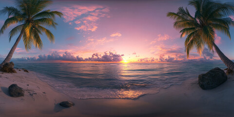 Fototapeta premium HDRI of a tropical beach scene at sunrise
