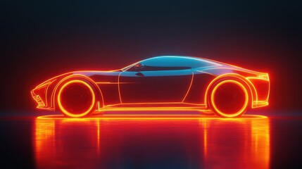 3D rendering of a sleek car protected by a glowing shield symbolizing car insurance