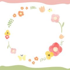 花　水彩　フレーム