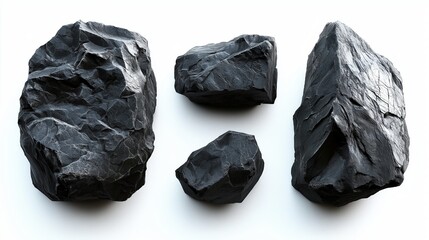 Fototapeta premium Coal on Isolated White Background
