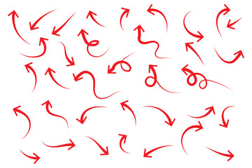 Thin arrows set for business plan, presentation and education. Sign, Symbol, Hand drawn arrow collection.