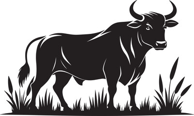 Obraz premium Zebu vector illustration silhouette transprant background