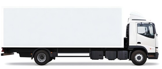 A white truck with a blank cargo space, suitable for delivery or transportation. Concept Cargo Delivery Vehicle, Blank Space for Branding, Versatile Transportation, Ideal for Logistics