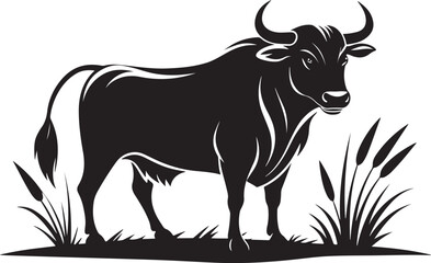 Obraz premium Zebu vector illustration silhouette transprant background