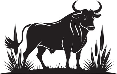 Fototapeta premium Zebu vector illustration silhouette transprant background