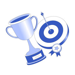 Medal and trophy awarded for success