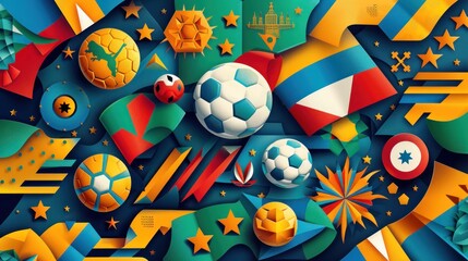 Colorful Soccer World Championship Abstract Art