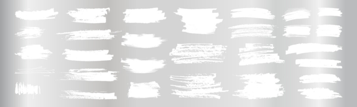 Silver scratch win card texture set. Vector hand drawn scratches for lottery tickets design. Grunge casino gambling card elements. White brush stroke scribble textures isolated on shiny silver foil bg