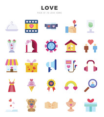 Vector icons set of Love. Flat style Icons.