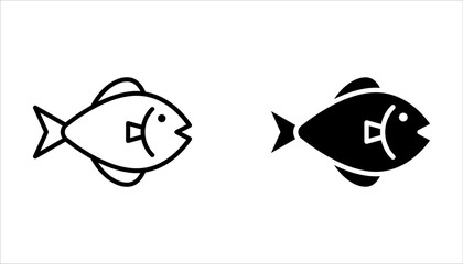 Fish vector icons set. Fishing symbols on white background