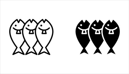 Fish vector icons set. Fishing symbols on white background